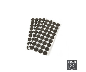Lote de 1500 almofadas circulares de feltro adesivo para móveis, diâmetro 20mm, Fibra, Plástico Castanho fotografia do produto