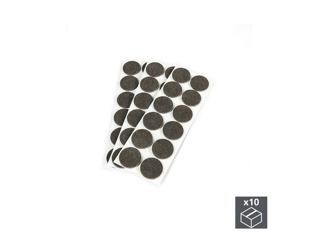 Lot of 360 circular Felt adhesive pads for furniture, diameter 40mm, Fibre, Plastic Brown-Primary
