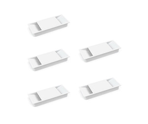 Lot of 5 Plaswire 152 table cable organisers, rectangular, 146x56mm, recessed, Plastic, White product photo