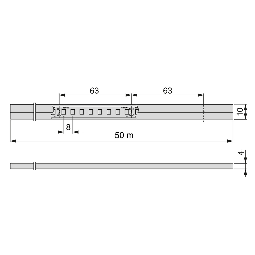 LED-strip 4x10 Neonlynx V 7,6W/m IP65 (24V DC), lengte 50m, Warm wit licht 2.700K, Plastic-1