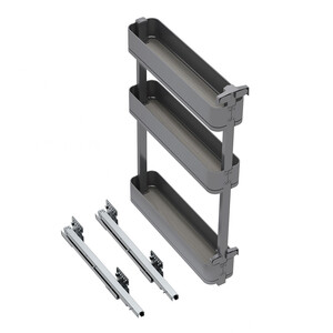 Harmony pull out bottle rack with soft close, Module width 150mm height 800mm, Steel and Wood, Anthracite grey product photo