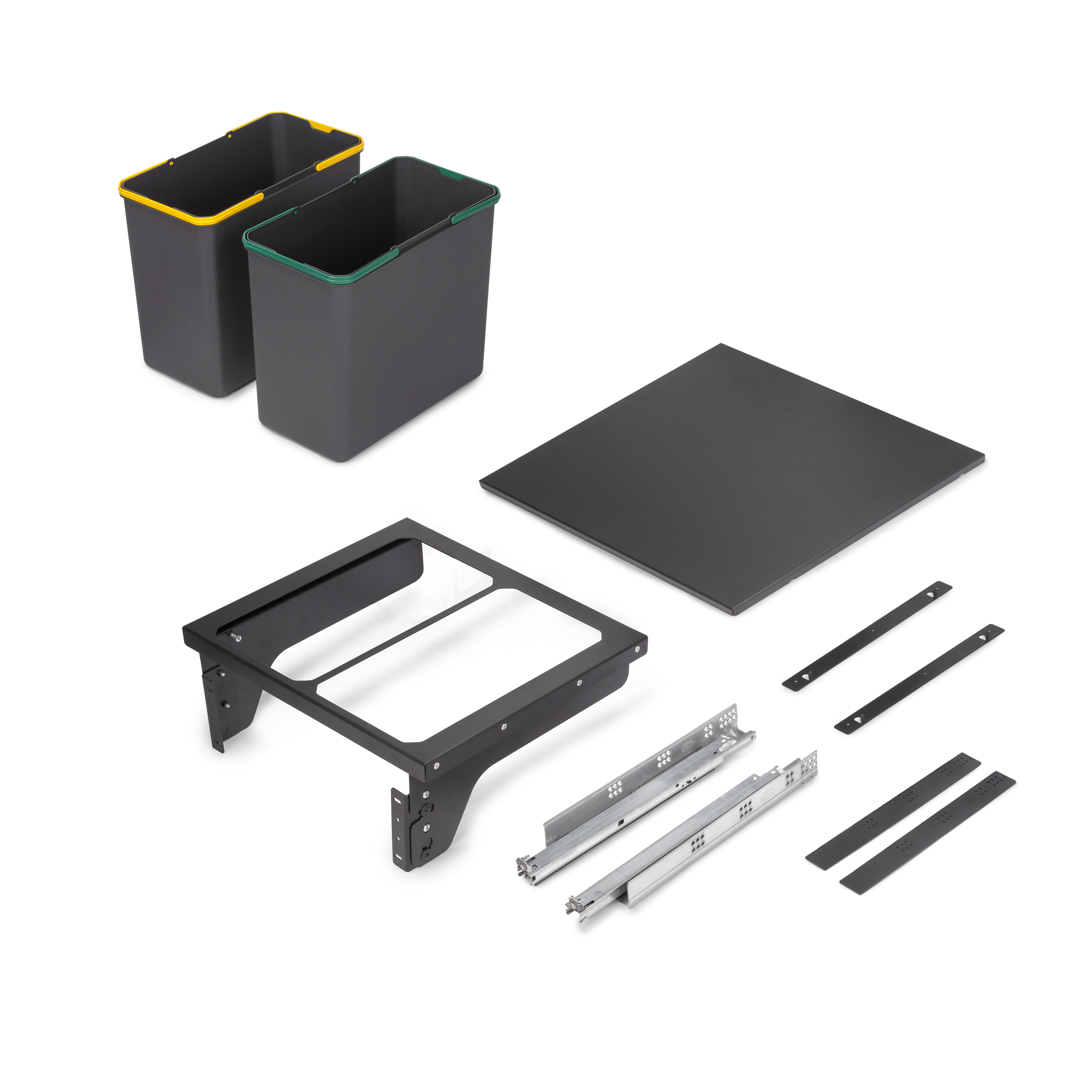 Image of Contenitore per la raccolta differenziata Recycle 2 x 24L per cucina con fissaggio laterale ed estrazione manuale