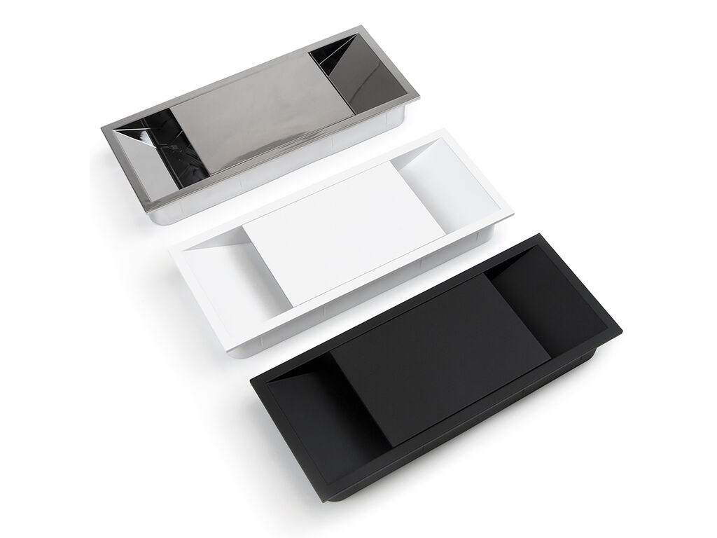 Lot of 5 Plaswire 152 table cable organisers, rectangular, 146x56mm, recessed, Plastic, White-4