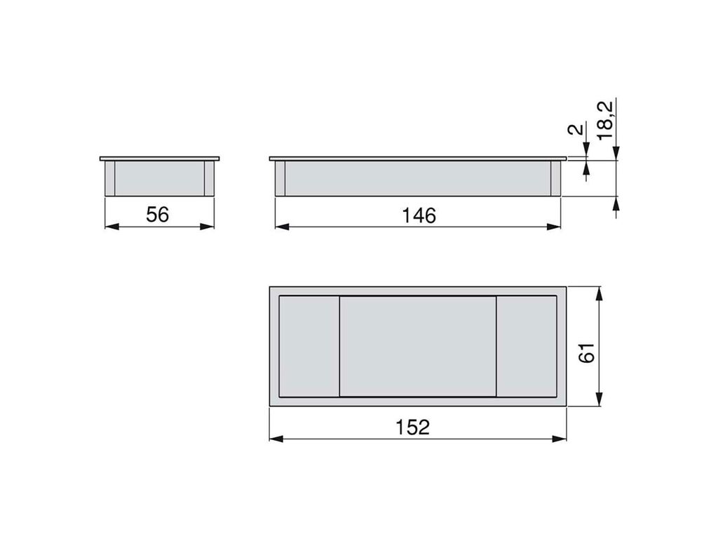 Lot of 5 Plaswire 152 table cable organisers, rectangular, 146x56mm, recessed, Plastic, White-1