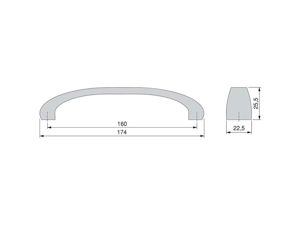 Lot of 20 furniture handles Kyoto, L174mm, 160mm interaxis, Zamak, Titanium-1