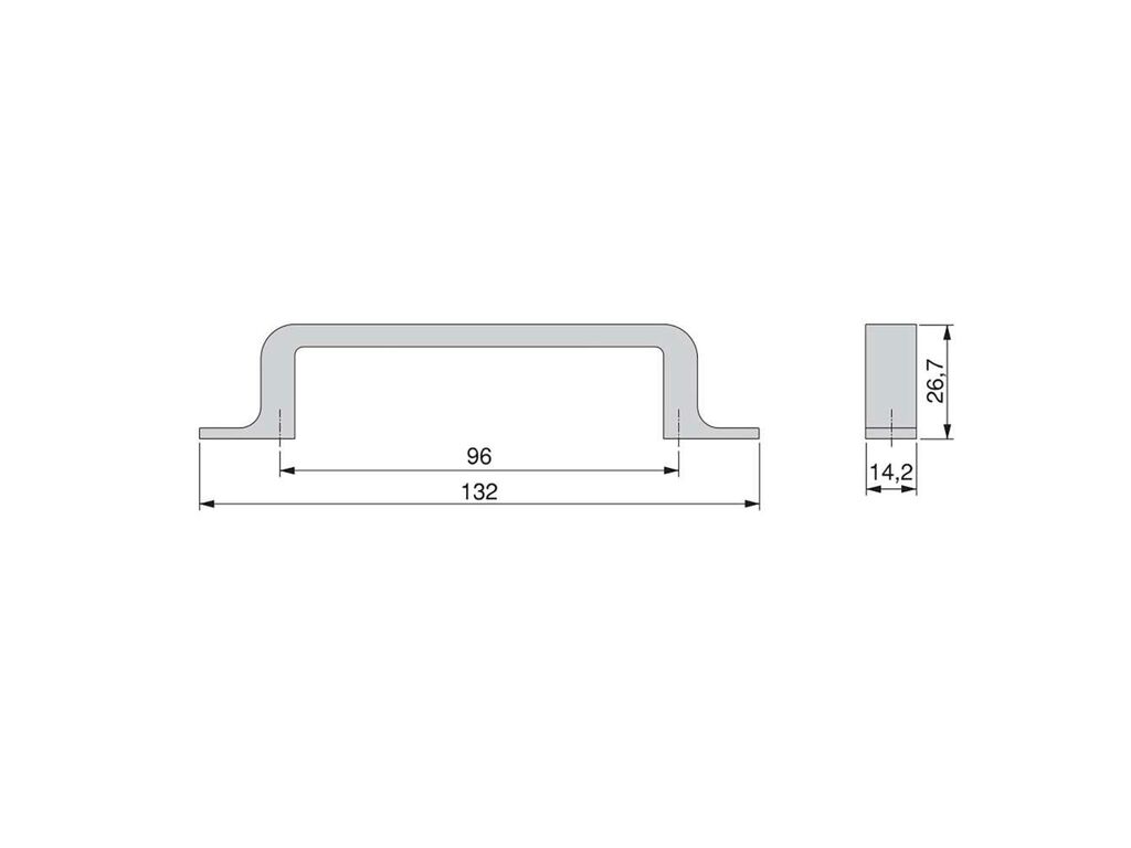 Lot de 20 poignées pour meubles Kobe, L132mm, entraxe 96mm, Zamak, Titane-1