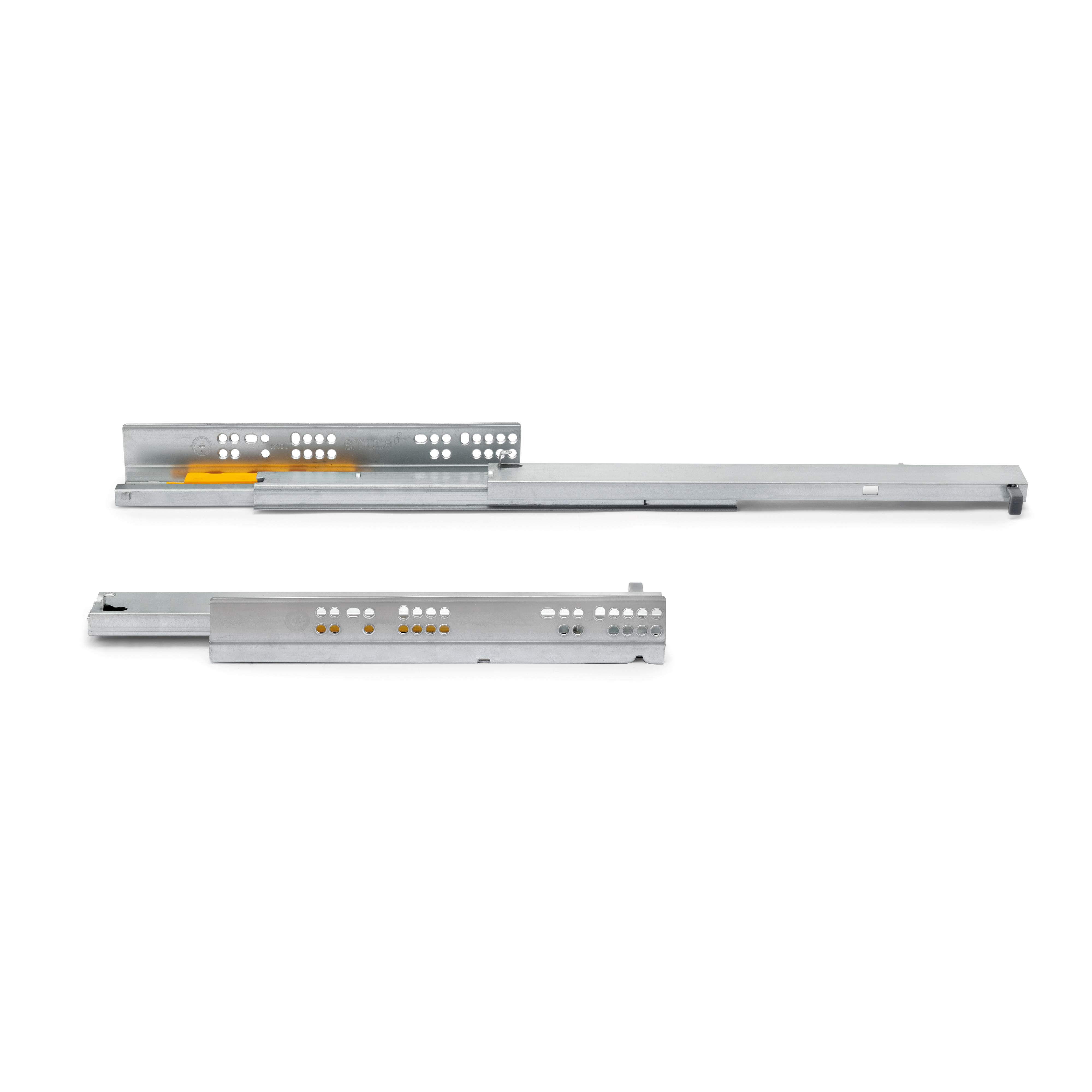 Emuca Guide a scomparsa Silver per cassetti ad estrazione totale con sistema push, 350, Zincato bianco, Acciaio