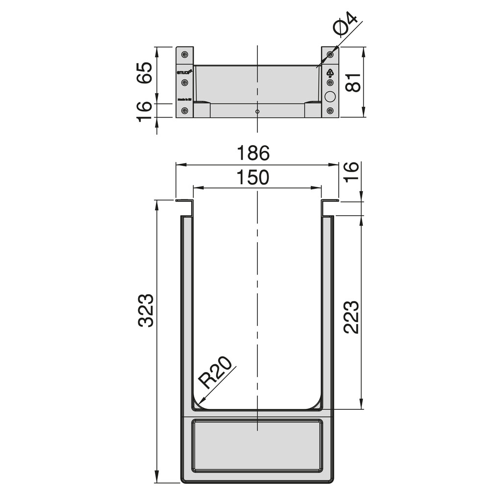 Under-sink inserts for rectangular bathroom drawer, Plastic, Grey-1