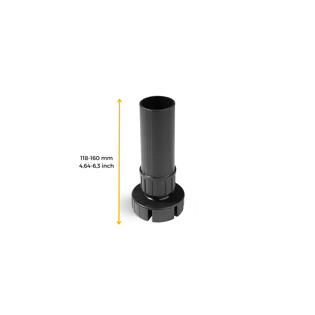 Kit de pies niveladores para mueble Bone, con base de fijación, altura 120 mm, regulable 118-160mm, Plástico, Negro-1