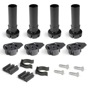 Kit de pies niveladores para mueble Bone, con base de fijación, altura 150 mm, regulable 148-190mm, Plástico, Negro foto del producto