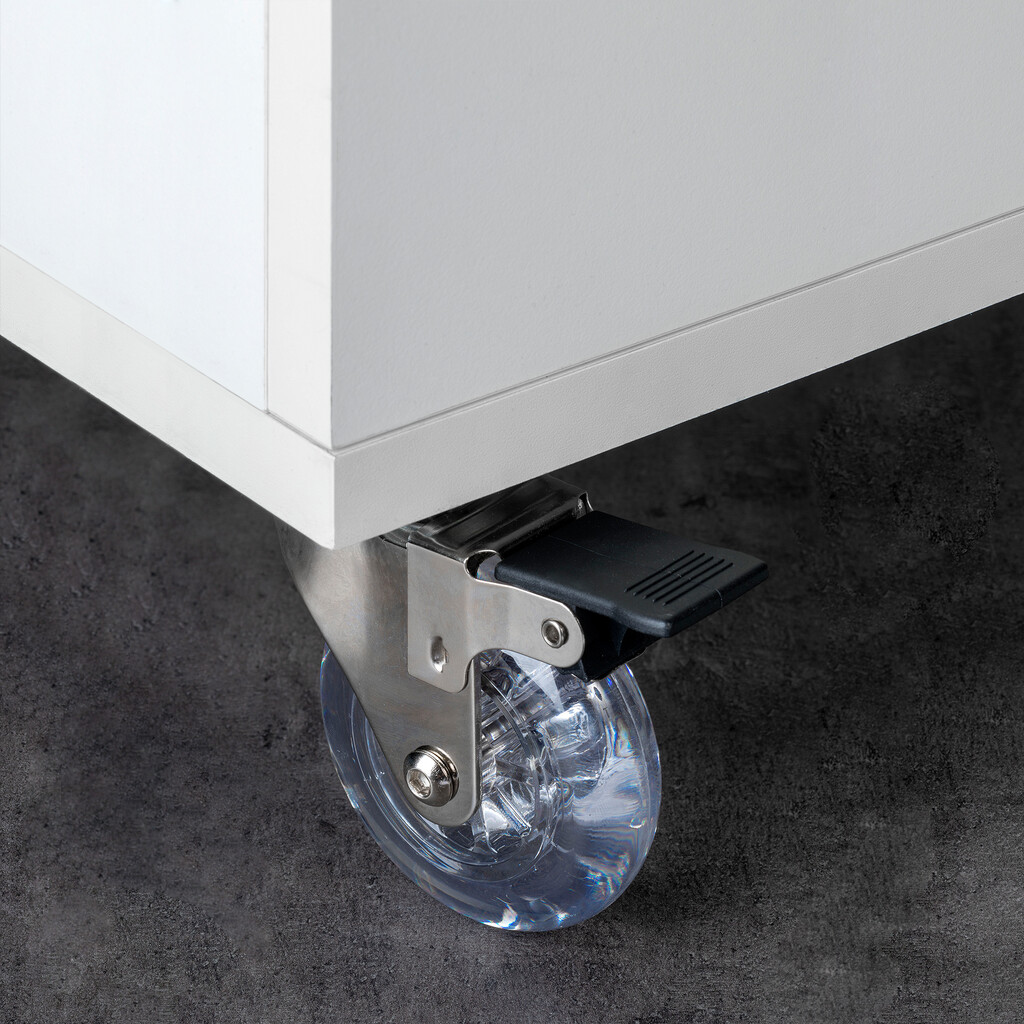 Lote de 4 ruedas Slip transparentes con placa de montaje, diámetro 75mm, Acero y Plástico-3