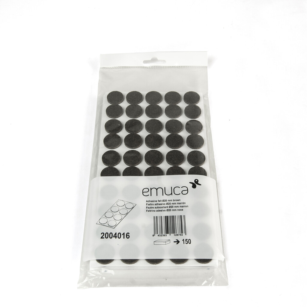 Lot de 150 feutres circulaires adhésifs pour meubles, diamètre 20mm, Fibre, Plastique Marron-2