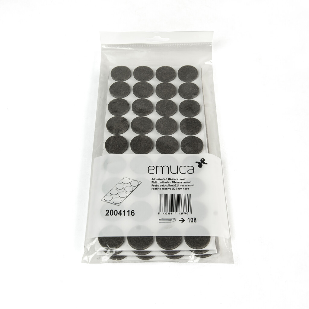 Lot von 108 runde Klebepads für Möbel, Durchmesser 24mm, Faser, Kunststoff braun-2