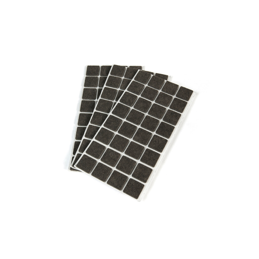 Lot of 96 square felt pads for furniture, 25x25mm, Fibre, Plastic Brown-Primary