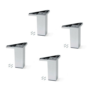 Lot of 4 Alumix 1 furniture feet, height 120mm, Plastic, Metallic Grey product photo