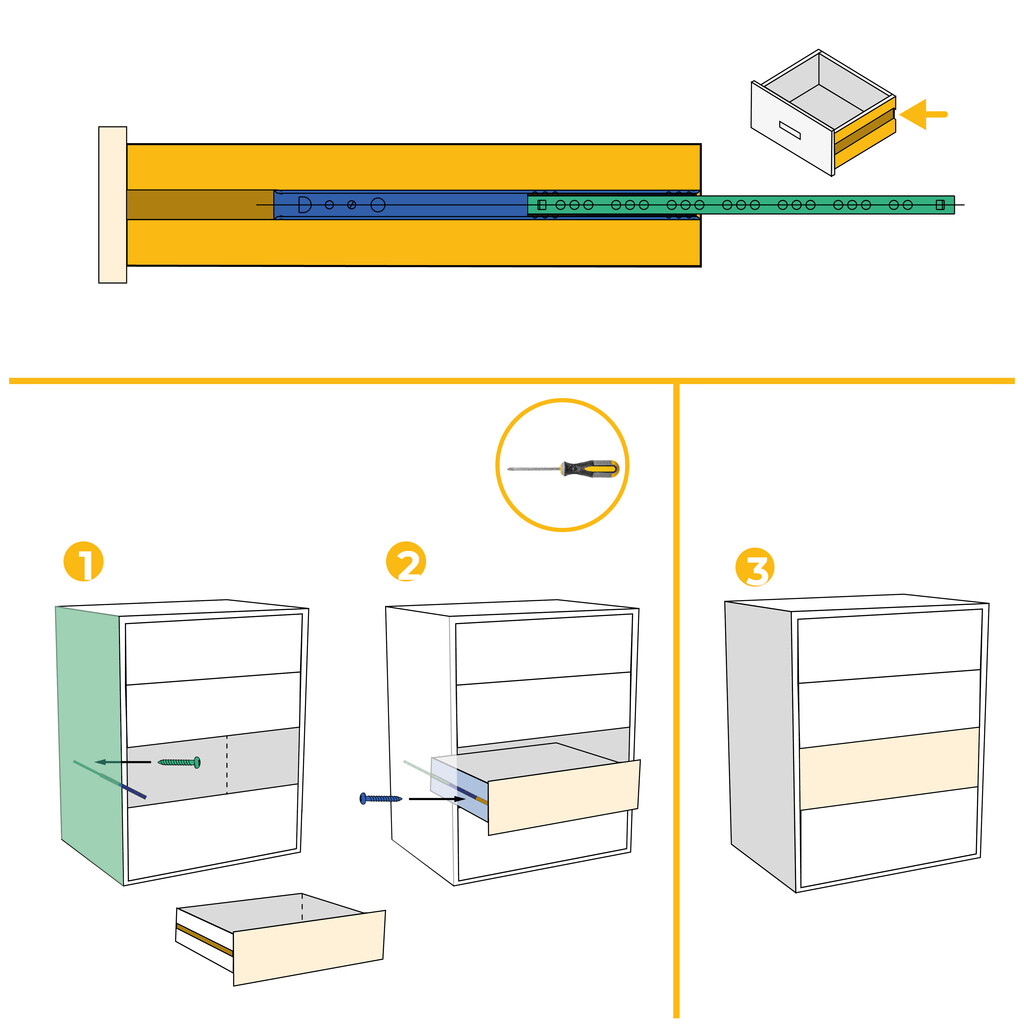 5er Satz Kugelführungen, Höhe 17mm, Tiefe 182mm, TeilVollauszug, Verzinkt-6