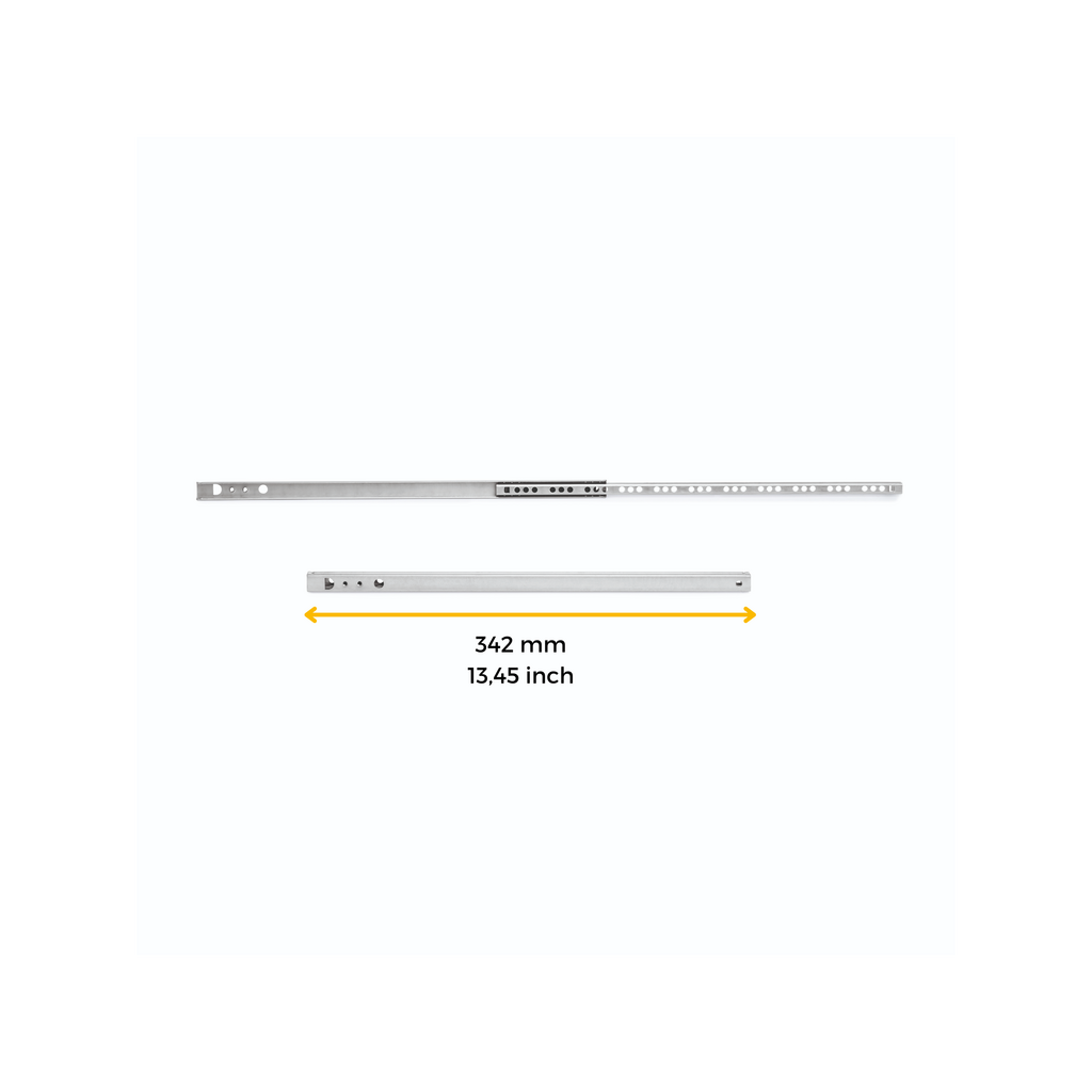 Lote de 5 juegos de guías para cajones, de bolas, altura 17mm, profundidad 342mm, extracción parcial, Cincado-2