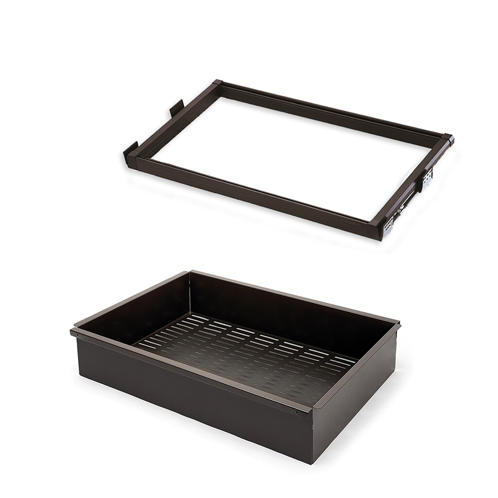 Kit of metal drawer and runner frame for Moka wardrobes, soft closing, adjustable, 900mm module, Steel and Aluminium, Moka colour-Primary