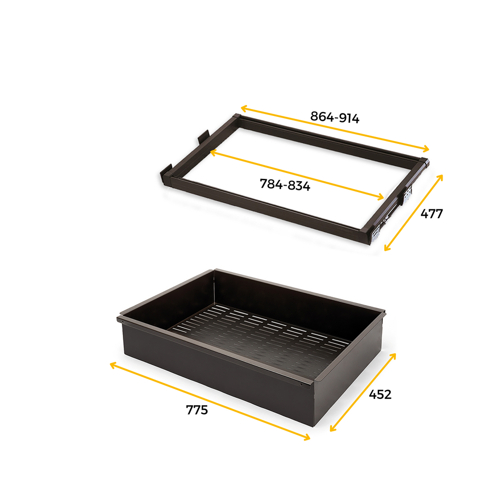 Kit of metal drawer and runner frame for Moka wardrobes, soft closing, adjustable, 900mm module, Steel and Aluminium, Moka colour-2
