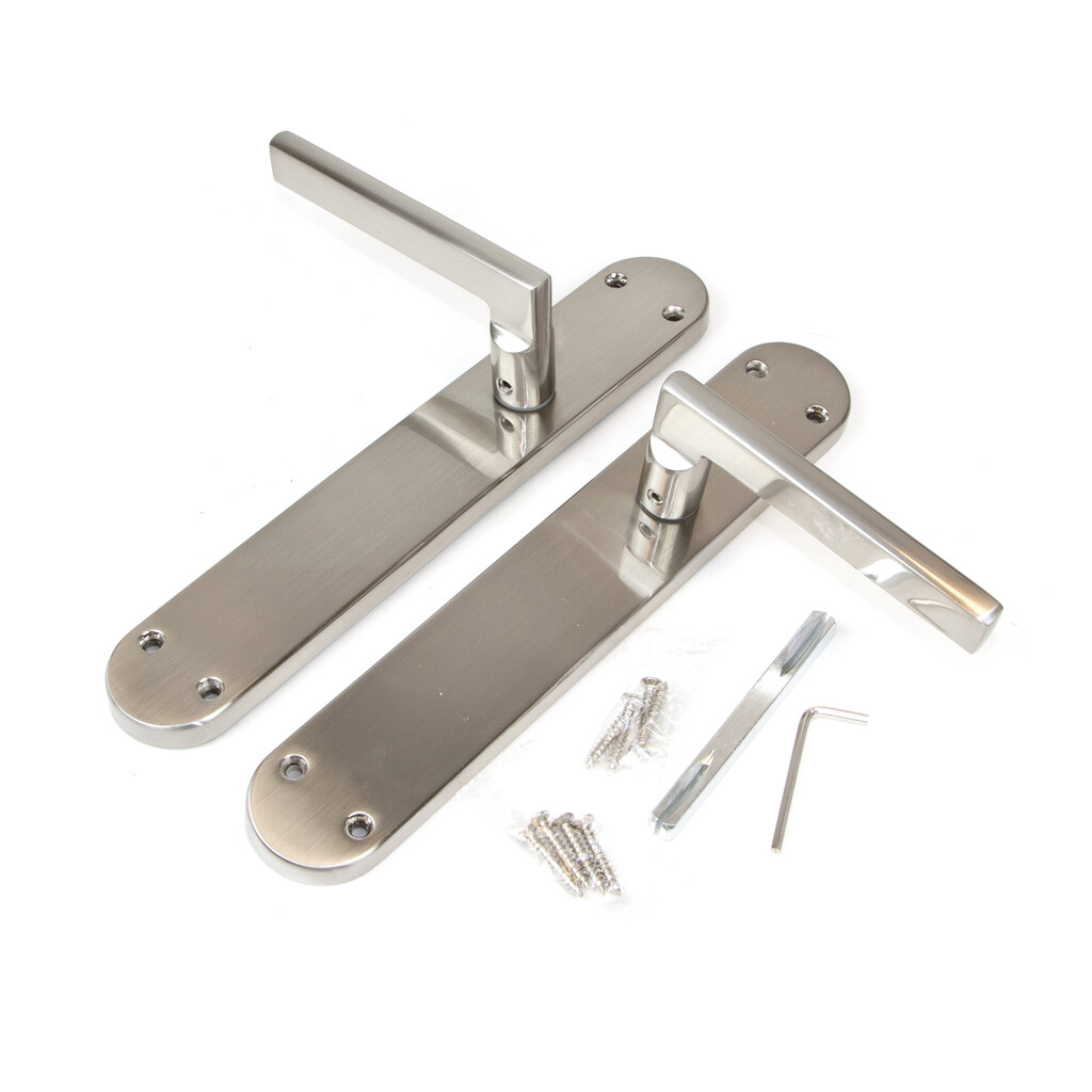 Satz Perth Innentürdrückergarnitur, mit Platte 43x250mm, Aluminium und Zamak, Nickel satiniert-2