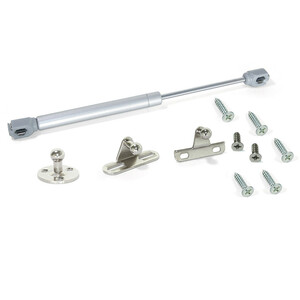 Piston pour porte Relevable H, 8kg, course 100mm, avec loquets, Acier et Plastique, Gris m&eacute;tallis&eacute; photo du produit