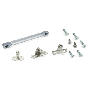 Pist&oacute;n para puertas abatibles H, 12kg, recorrido 100mm, con enganches, Acero y Pl&aacute;stico, Gris metalizado foto del producto