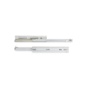 Pair of Concealed runners for drawers Silver, partial extension, with soft closing, depth 390mm, Steel, Zinc plated product photo