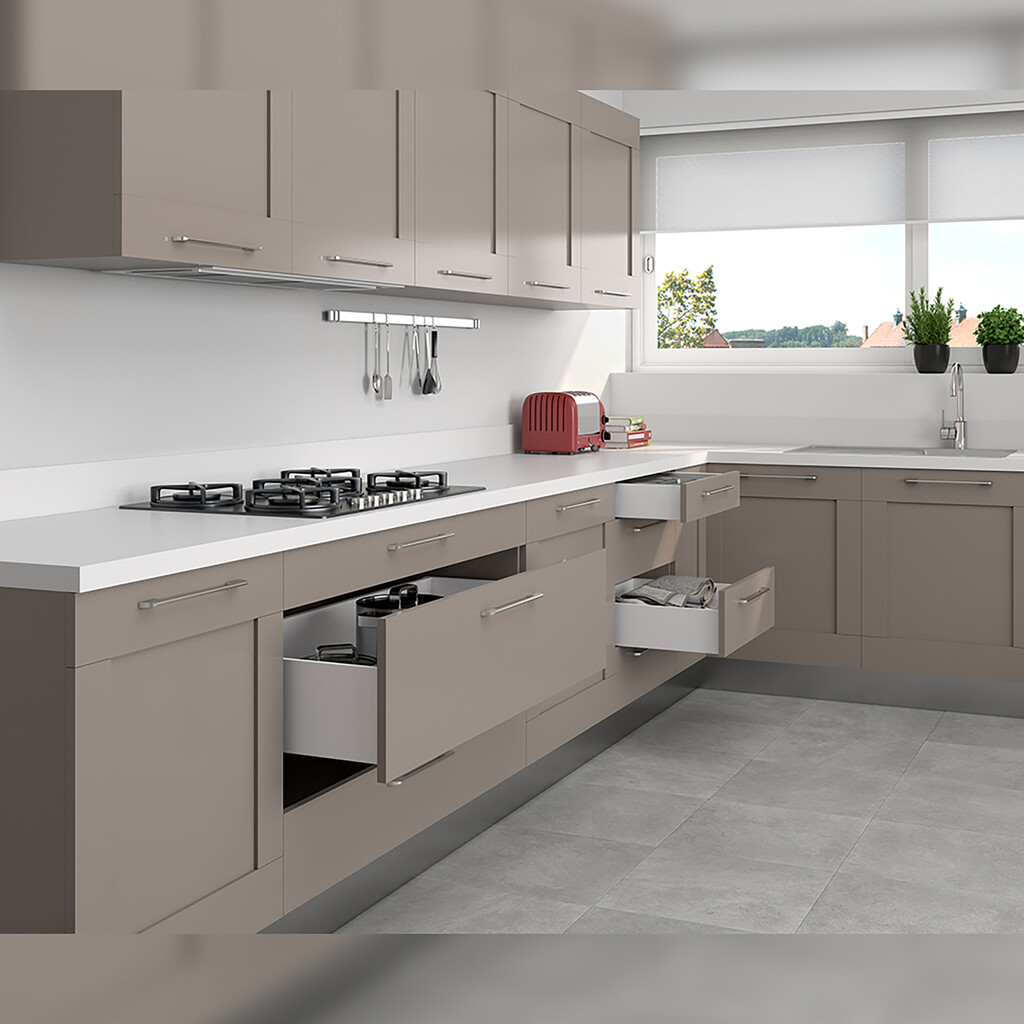 External drawer Concept 30kg height 185mm, depth 500mm, Steel, White painted-5