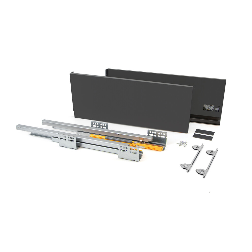 External drawer Concept 30kg height 185mm, depth 500mm, Steel, Anthracite Grey-Primary