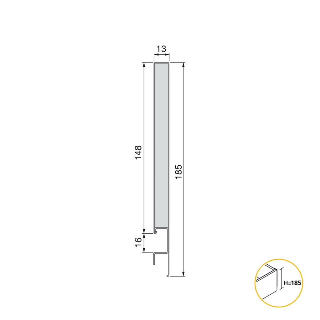 External drawer Concept 30kg height 185mm, depth 500mm, Steel, Anthracite Grey-1