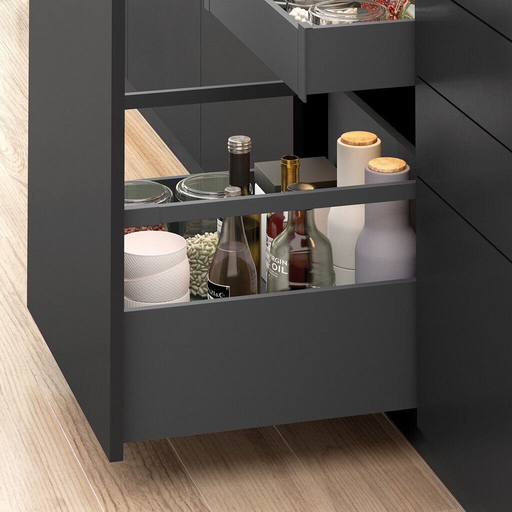 Juego de barandillas para cajón de cocina y baño, Profundidad 400mm, Acero, Gris antracita-3