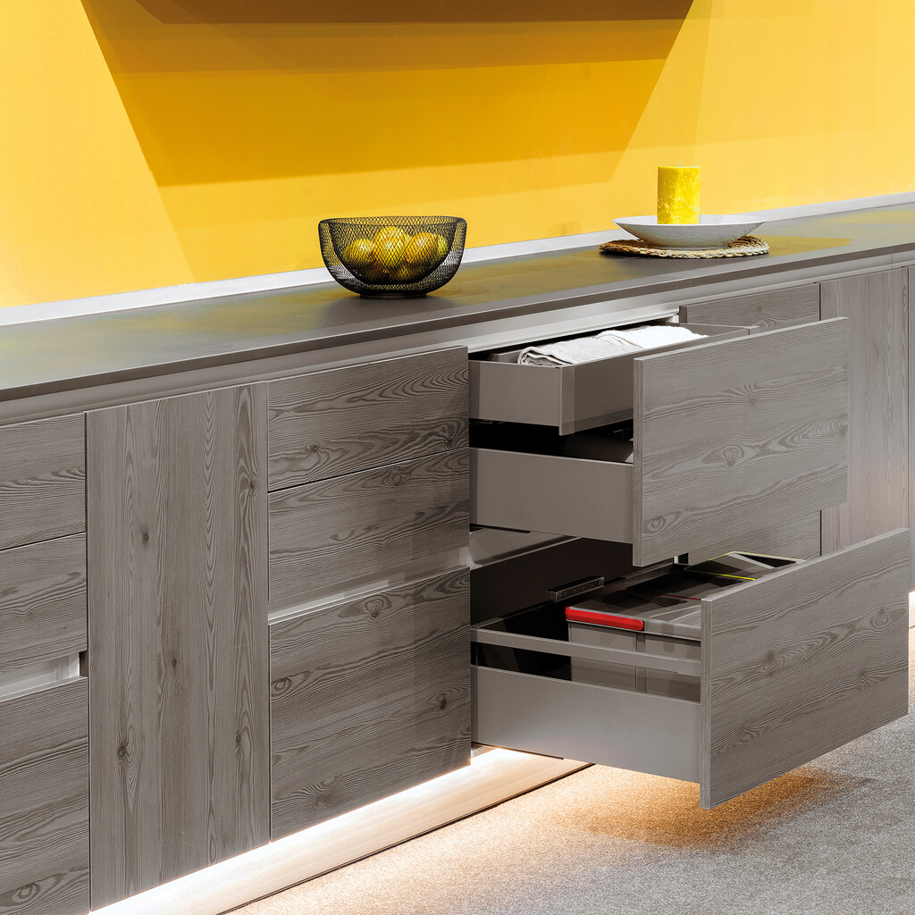 Juego de barandillas para cajón de cocina y baño, Profundidad 400mm, Acero, Gris antracita-5