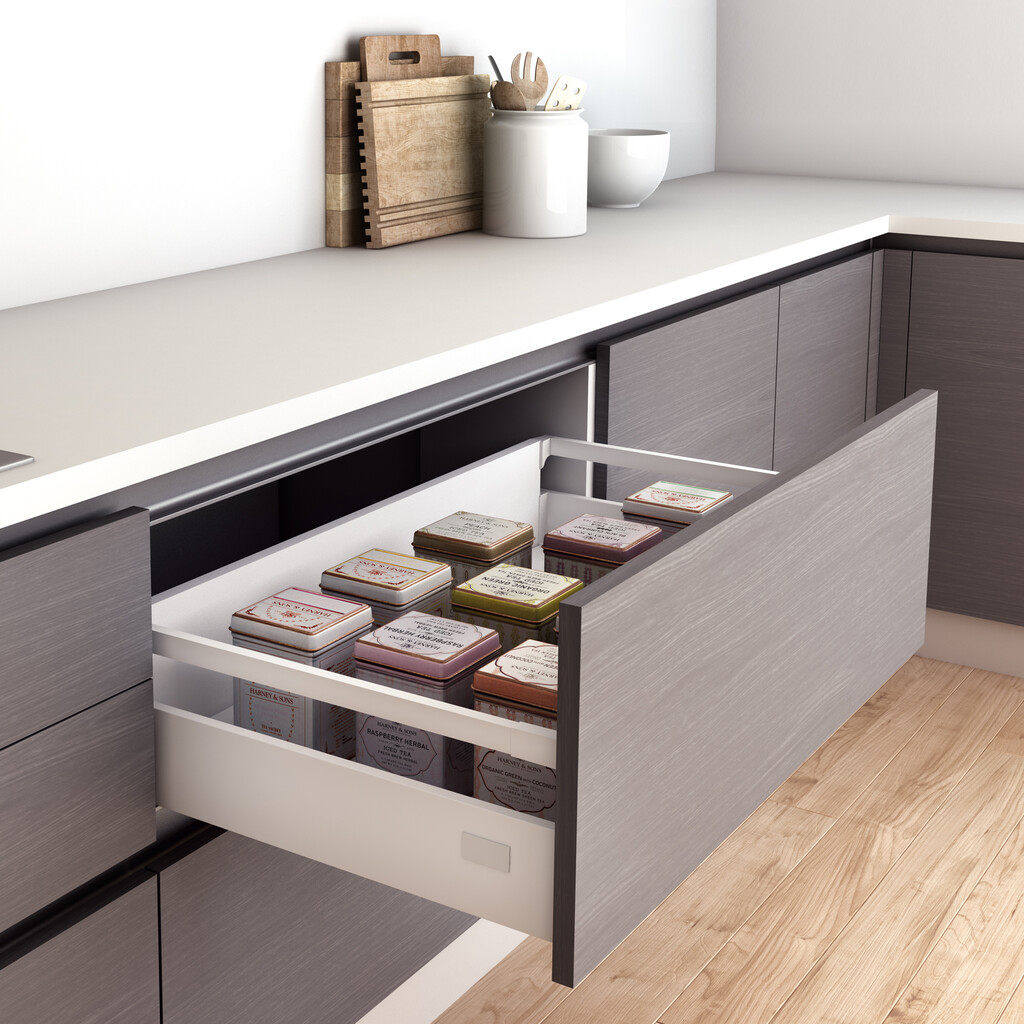 Pair of Kitchen and Bathroom drawer rails, depth 500mm, Steel, White painted-3