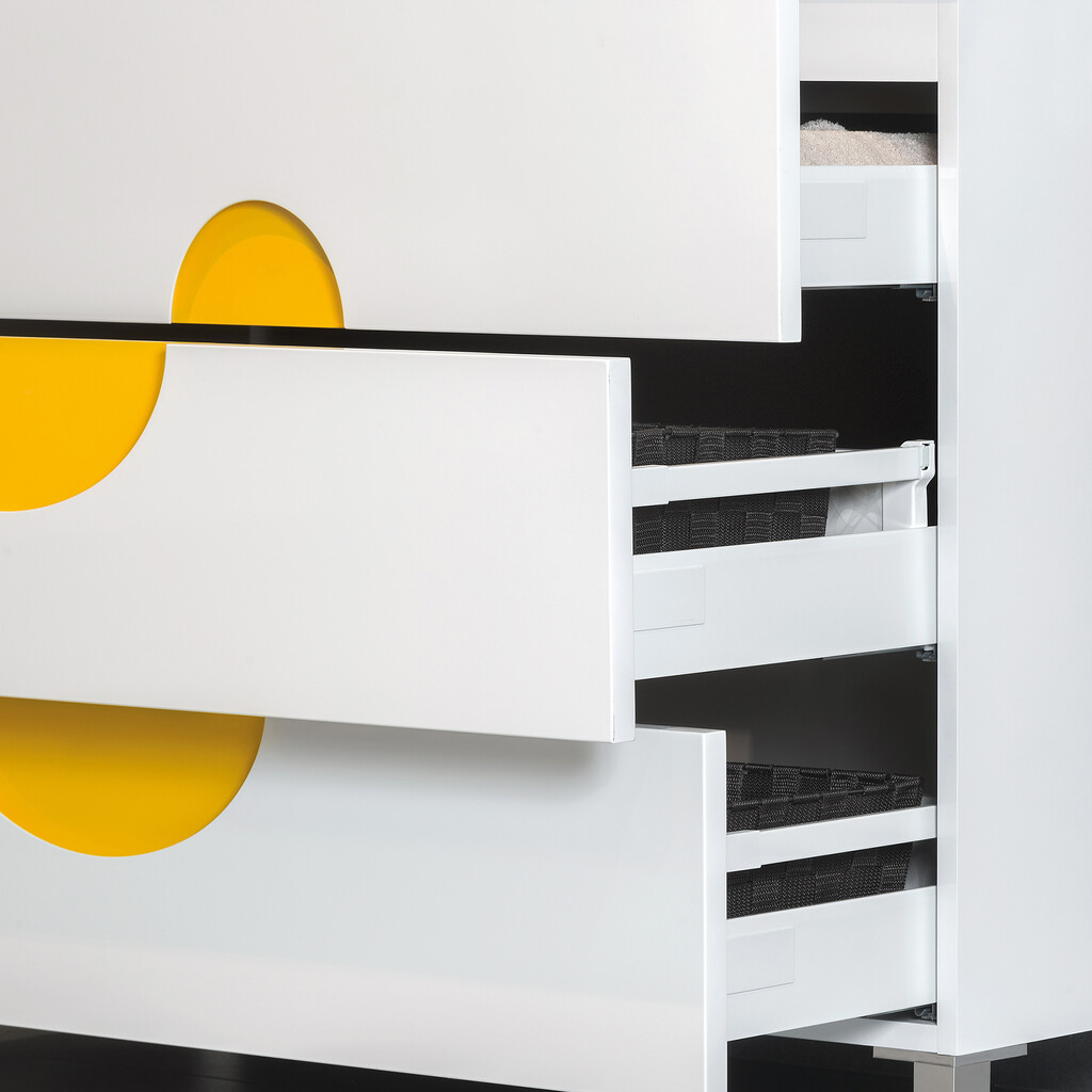 Pair of Kitchen and Bathroom drawer rails, depth 500mm, Steel, White painted-4