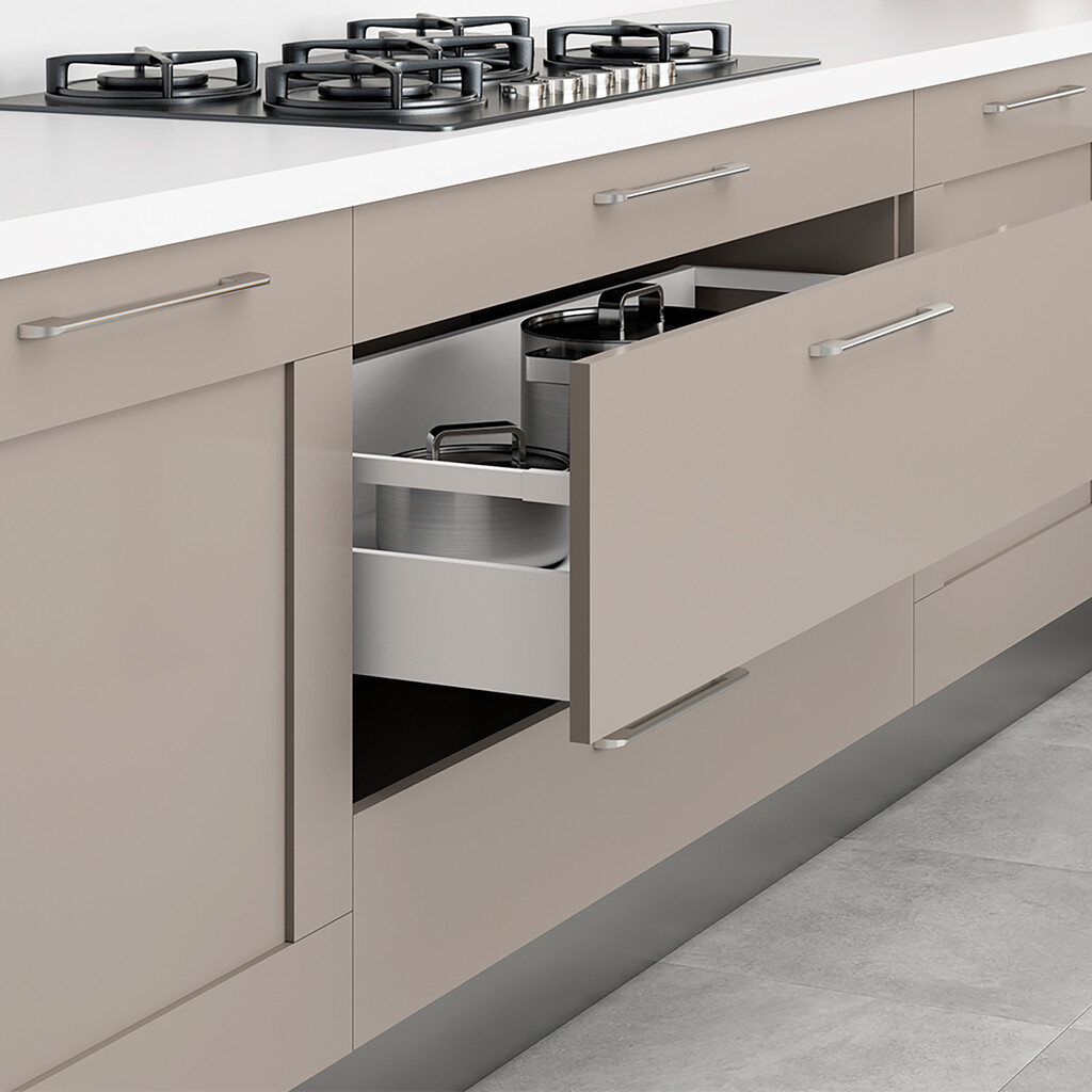 Pair of Kitchen and Bathroom drawer rails, depth 500mm, Steel, White painted-2