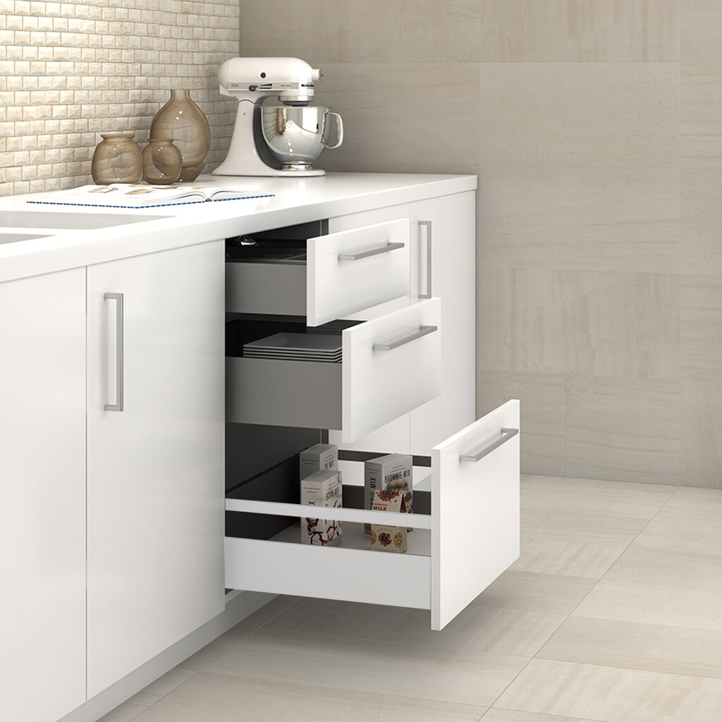 Pair of Kitchen and Bathroom drawer rails, depth 500mm, Steel, White painted-5