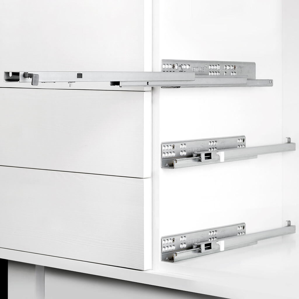 Pair of Concealed runners for drawers Silver, full extension, with push-out, depth 400mm, Steel, Zinc plated-4