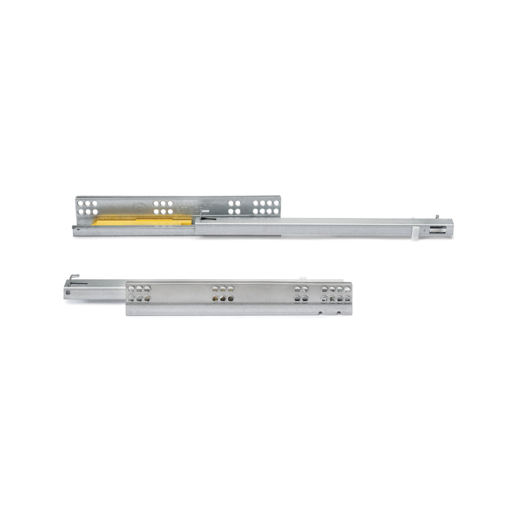 Pair of Concealed runners for drawers Silver, partial extension, with push-out, depth 390mm, Steel, Zinc plated-Primary