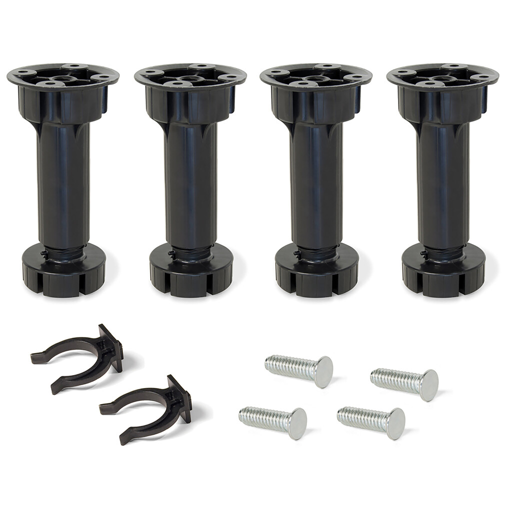 Kit di piedini regolabili per mobile Bone, con base preassemblata, altezza 150 mm, regolabile 148-165 mm, Tecnoplastica, Nera, 50 kit-Primary