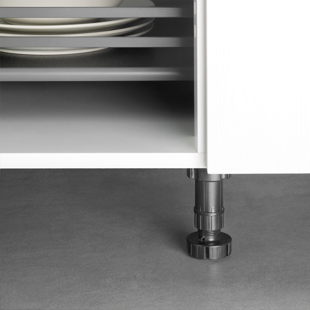 Kit di piedini regolabili per mobile Bone, con base preassemblata, altezza 150 mm, regolabile 148-165 mm, Tecnoplastica, Nera, 50 kit-2