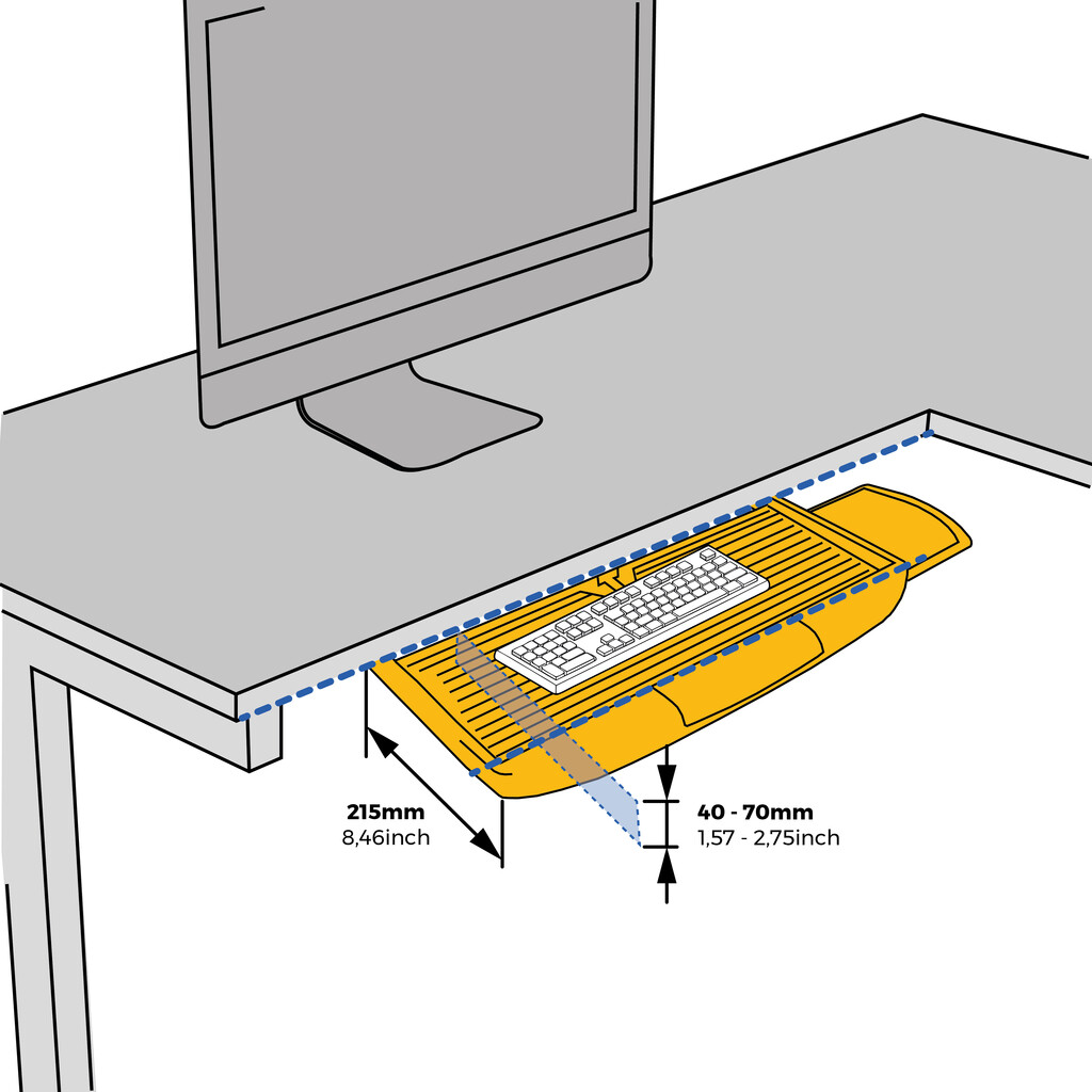 Półka pod klawiaturę Mickey2, Stal i Plastik, Szary-10