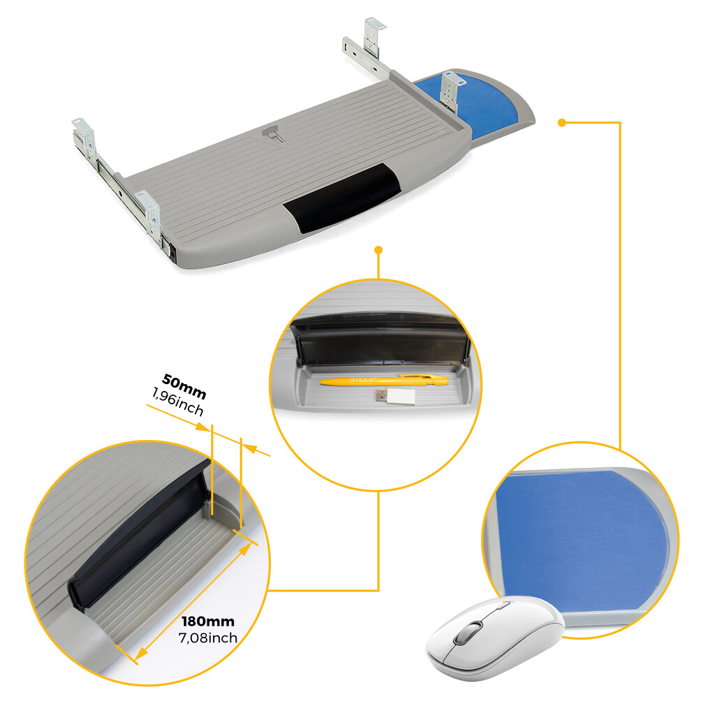 Półka pod klawiaturę Mickey2, Stal i Plastik, Szary-11
