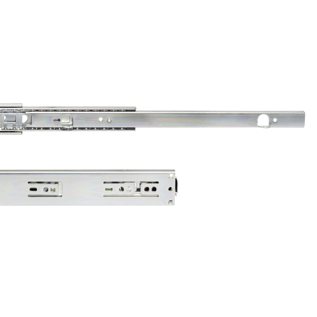 Satz kugelgelagerter Korpusschieneen für Schubladen mit Vollauszug und Klammern, Höhe 45mm, Länge 450mm, Stahl, verzinkt-2