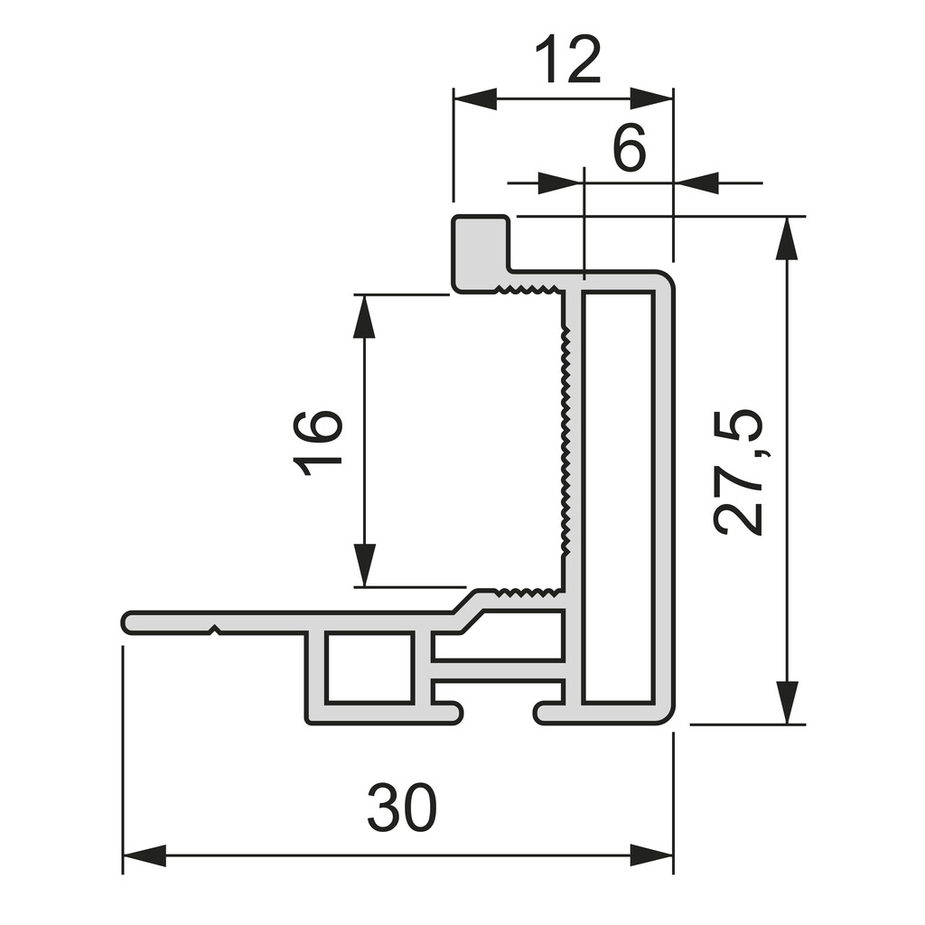 Griff für Schiebetüren Style 16, 2,7 m, Matt eloxiert, Aluminium-1