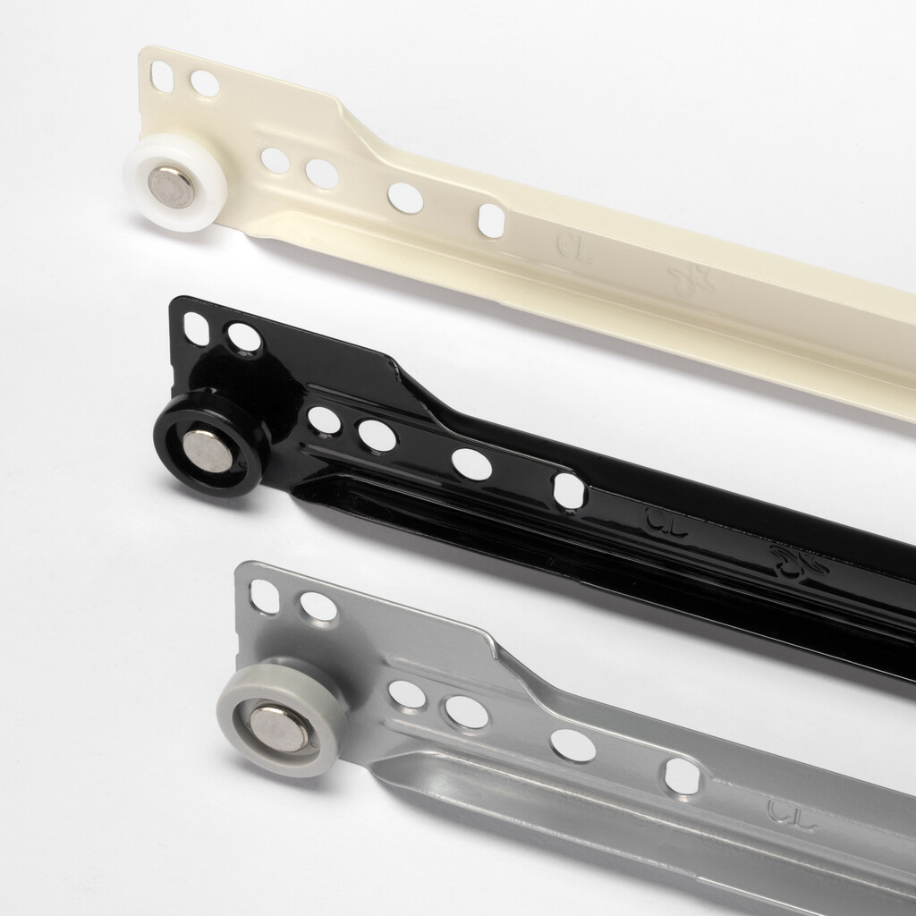 Satz Radführungen T30 für Schubladen mit Drop Lock System, Länge 800mm, Stahl, Weiß lackiert-4
