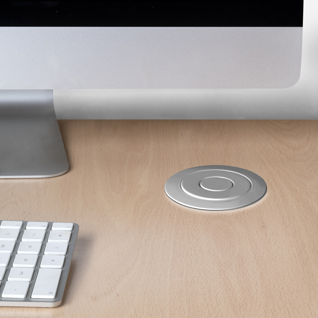 Multiconector extraíble Vertikal, 3 enchufes tipo Schuko, 2 USB tipo A, Plástico y Aluminio, Gris metalizado-12