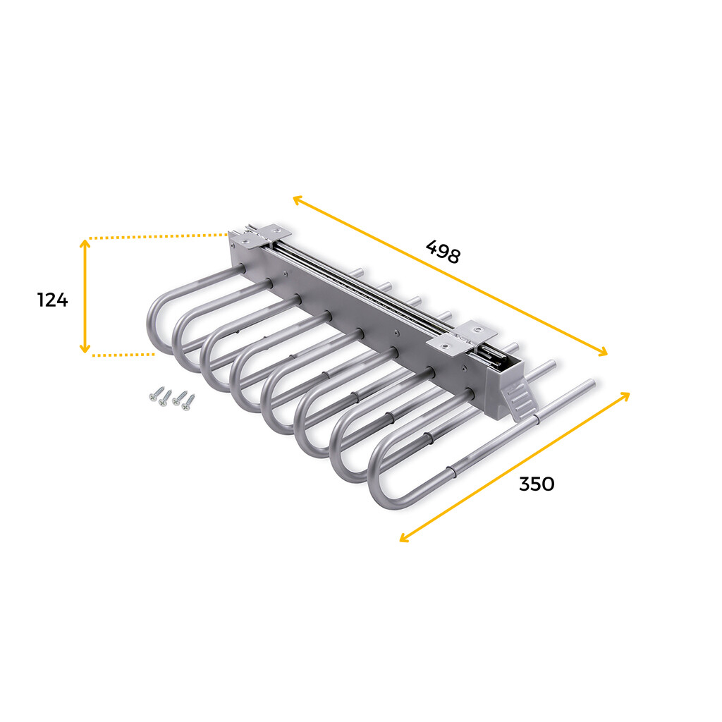 Ausziehbarer Hosenbügel, Links, Grau metallic, Stahl und Kunststoff-2