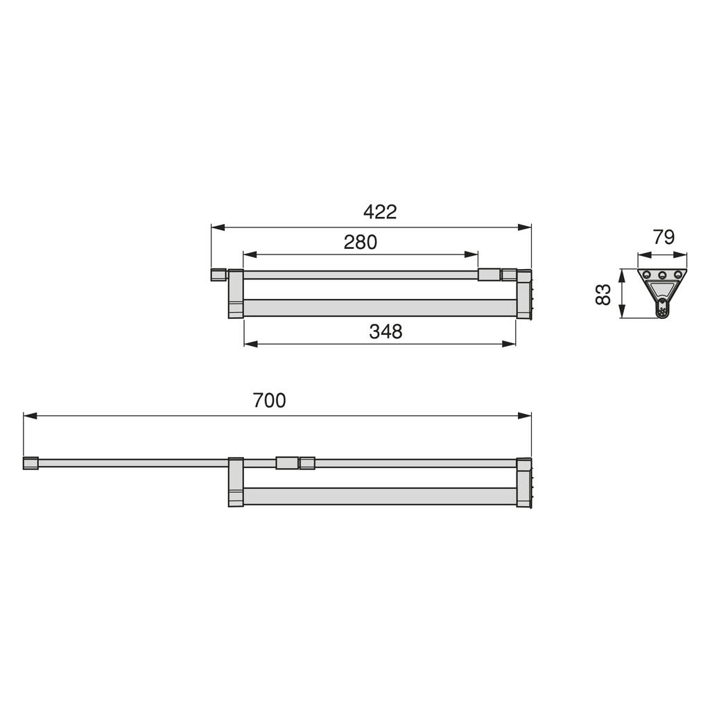 Ausziehbarer Kleiderstange für Schränke, Matt eloxiert, Aluminium-1