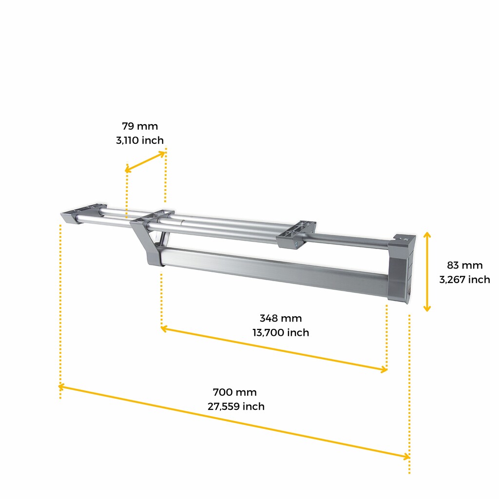 Ausziehbarer Kleiderstange für Schränke, Matt eloxiert, Aluminium-2