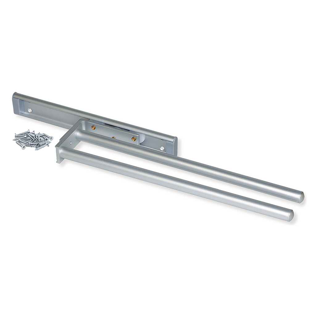 Towel rack extendable, 2 arms, Aluminium, Matt anodised-Primary